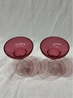 2 Red Plastic Margarita Glasses
